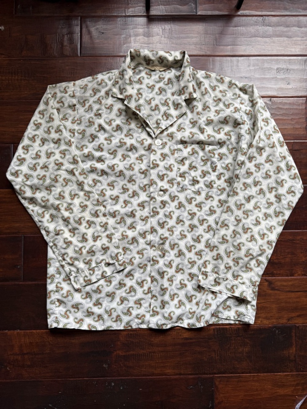 Vintage 70s Arrow Paisley Shirt Made in Canada Retro Button Up Boho